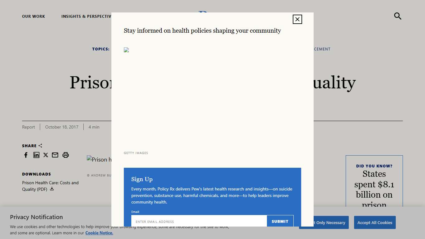Prison Health Care Costs and Quality The Pew Charitable Trusts