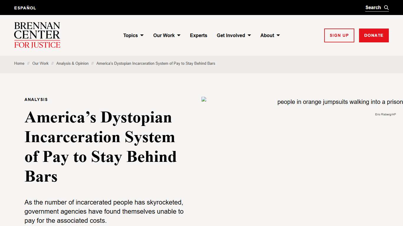 America's Dystopian Incarceration System of Pay to Stay Behind Bars Brennan Center for Justice
